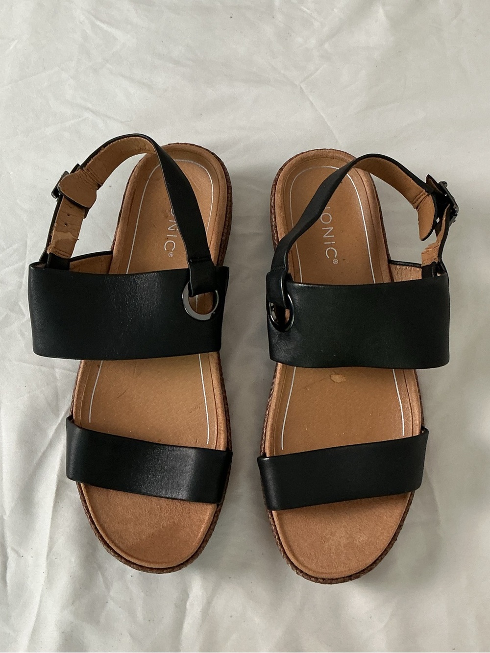Vionic Black Two-Strap Slingback Sandals